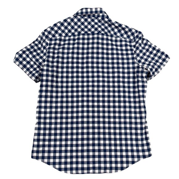 Original Penguin Heritage Slim Fit Womens Blue Check Button Down Shirt Sz Large - Picture 2 of 4